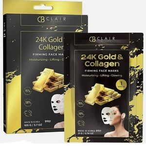 Clair Beauty 5 pack 24K Gold & Collagen Firming Face Mask